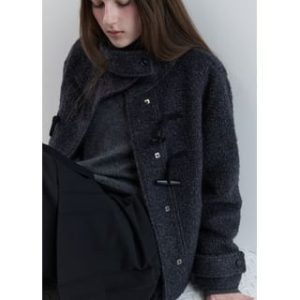 Bouclé Short Duffle Coat (Dark Gray) Dark Gray - One Size