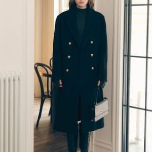 Double-Breasted Coat (Black) Black - One Size