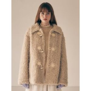 Eco-Fur Half Duffle Coat (Beige) Beige - One Size