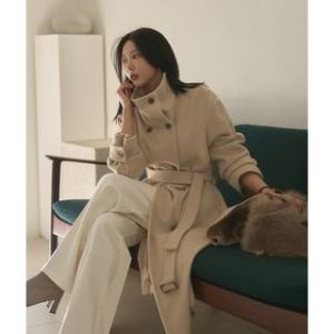 Funnel-Neck Military Coat