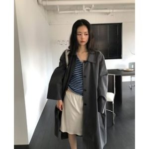 Hidden-Button Mac Coat (Charcoal Gray) Charcoal Gray - One Size