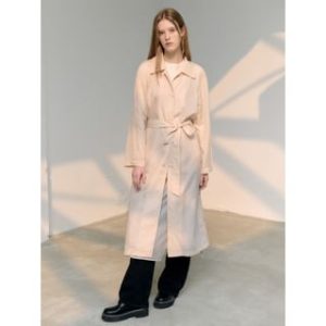 Lightweight Mac Coat with Sash (Pink Beige) Pink Beige - One Size