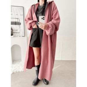 Loose-Fit Zip-Up Hooded Coat