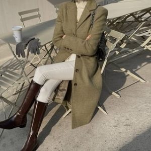 Single-Breasted Herringbone Coat