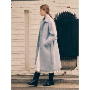 Woolen Mac Coat with Sash (Gray) Gray - One Size