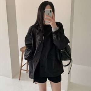 High-Neck Coated Jacket