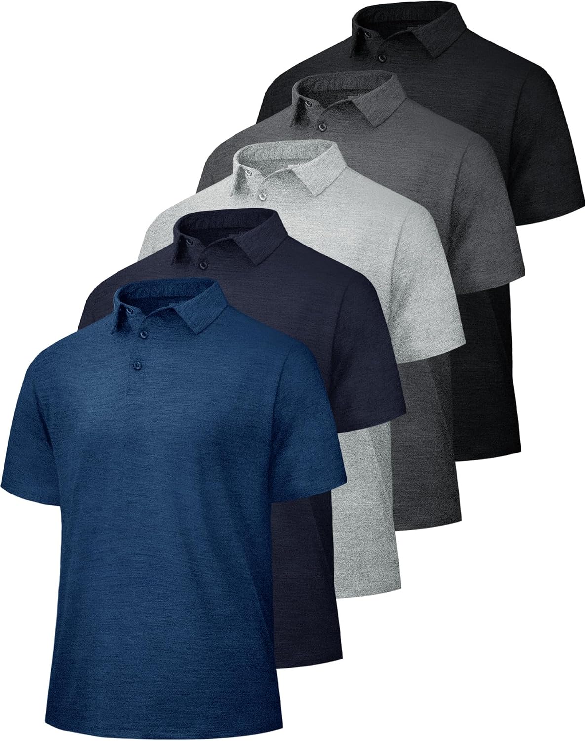 BOOJO 5 Pack Polo Shirts for Men - Quick Dry