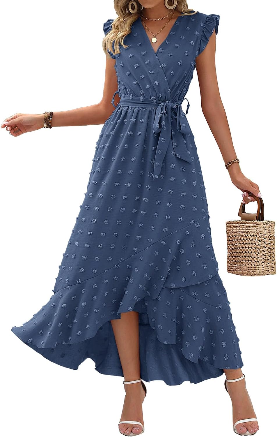 BTFBM Boho Dresses for Women 2026 Summer Fashion Cap Sleeve