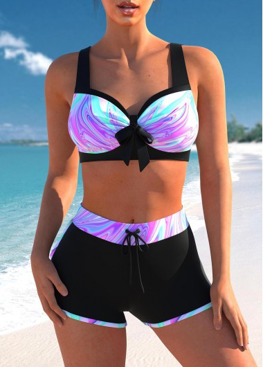 ROTITA Multi Color Ombre Mid Waist Bikini Set