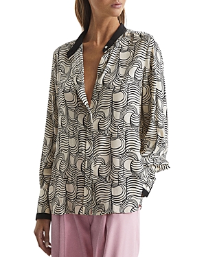 Reiss Jess Printed Button Front Blouse
