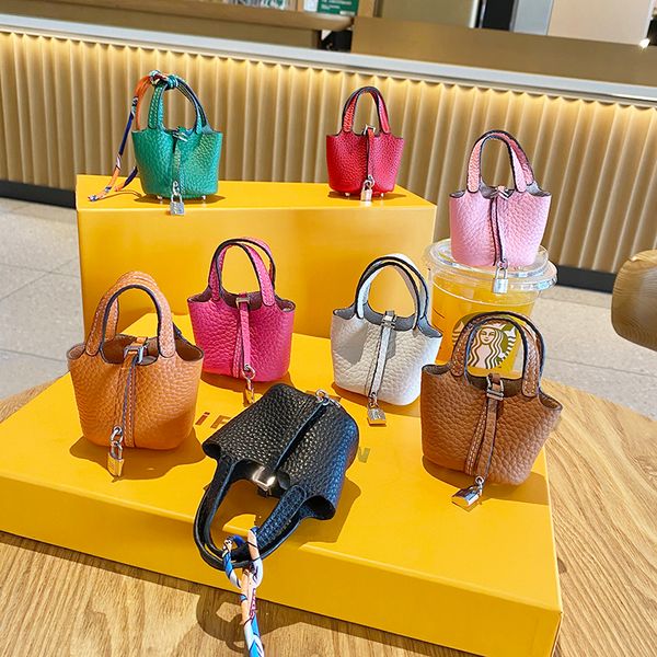 designer leather handbag pendant car key bag hanger bluetooth airpods case protective case mini vegetable basket
