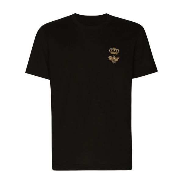 embroidery bee mens designer t shirt italian milan fashion logo print t-shirt summer black white t-shirt hip hop streetwear 100% cotton plu