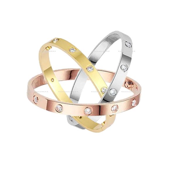 love screw 10cz bracelet designer bracelets luxury jewelry women bangle classic 5.0 titanium steel alloy gold-plated craft colors never fade