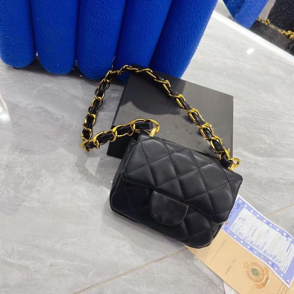 luxury big kids handbag girls diamond checkered messenger bag 2023 children metal letter chain square bags a9783
