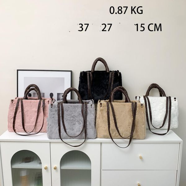 luxury girls fleece tote handbags big kids letter embossing single shoulder shopping bag fashion children messenger bag s0450