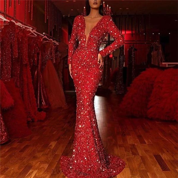 red majoy beaded evening dresses luxury women's dress 2021 wlegant bateau long party female sheath sequins prom dresses