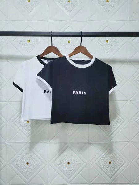 womens designer t shirt crop letters printed tee summer black tshirt female casual hip hop short sleeves rock streetwear camisole crew neck