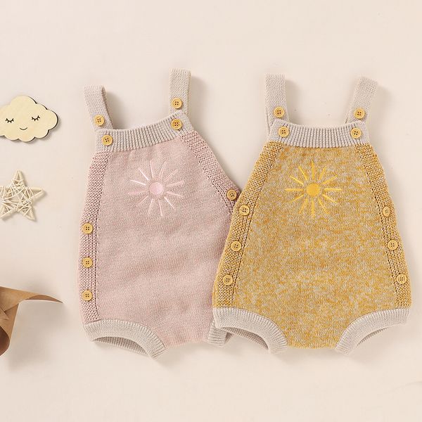 jumpsuits 018 meter baby boy and girl knitted sweater jumpsuit sleeveless embroidery sun jumpsuit for warmth in autumn 230505