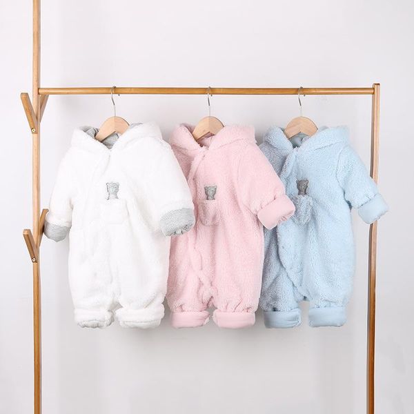 jumpsuits 2021 baby winter clothes fleece romper 3t children's clothing born jumpsuit bear style todder girls infant bebes