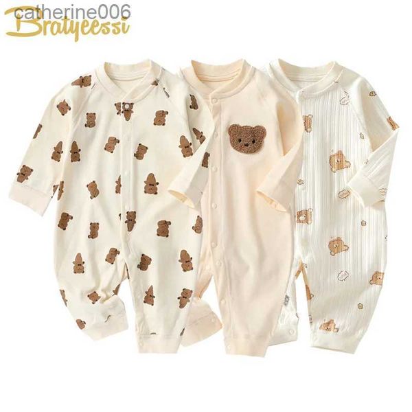 jumpsuits muslin newborn jumpsuit cartoon bear long sleeves baby rompers for boys girls autumn clothes infant outfit toddler onesie 0-18ml23