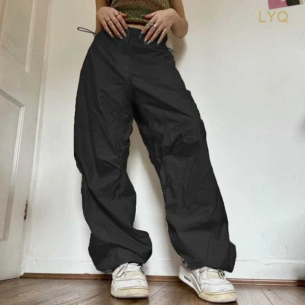 women's pants capris women y2k cargo casual vintage drawstring tech joggers sweatpants streetwear hip hop beige baggy trousers pant 20x