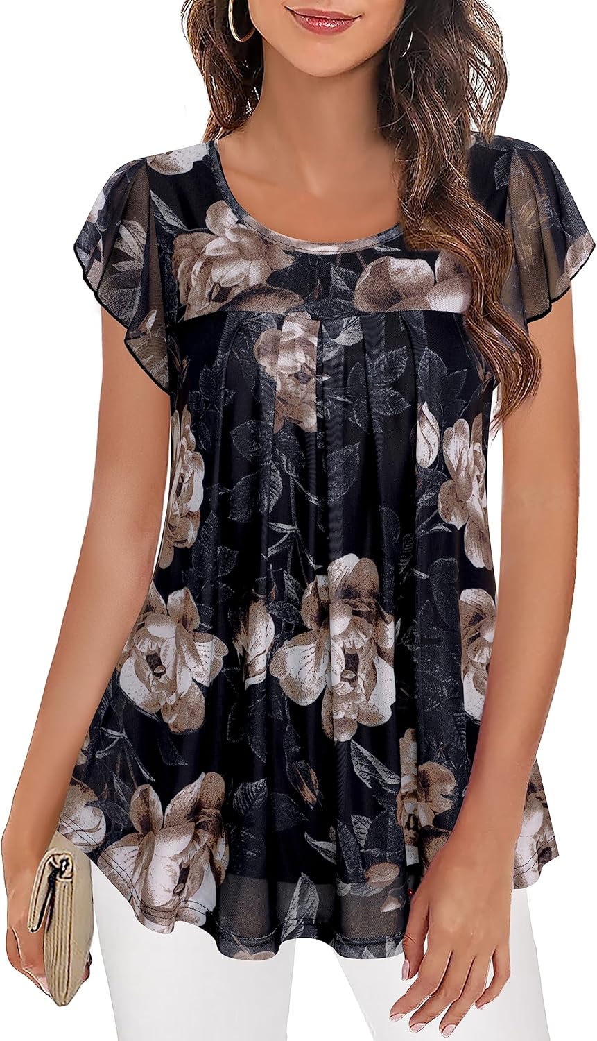Furnex-Womens-Short-Sleeve-Tunic-Shirt-Pleated-Mesh-Blouses-Summer.jpg