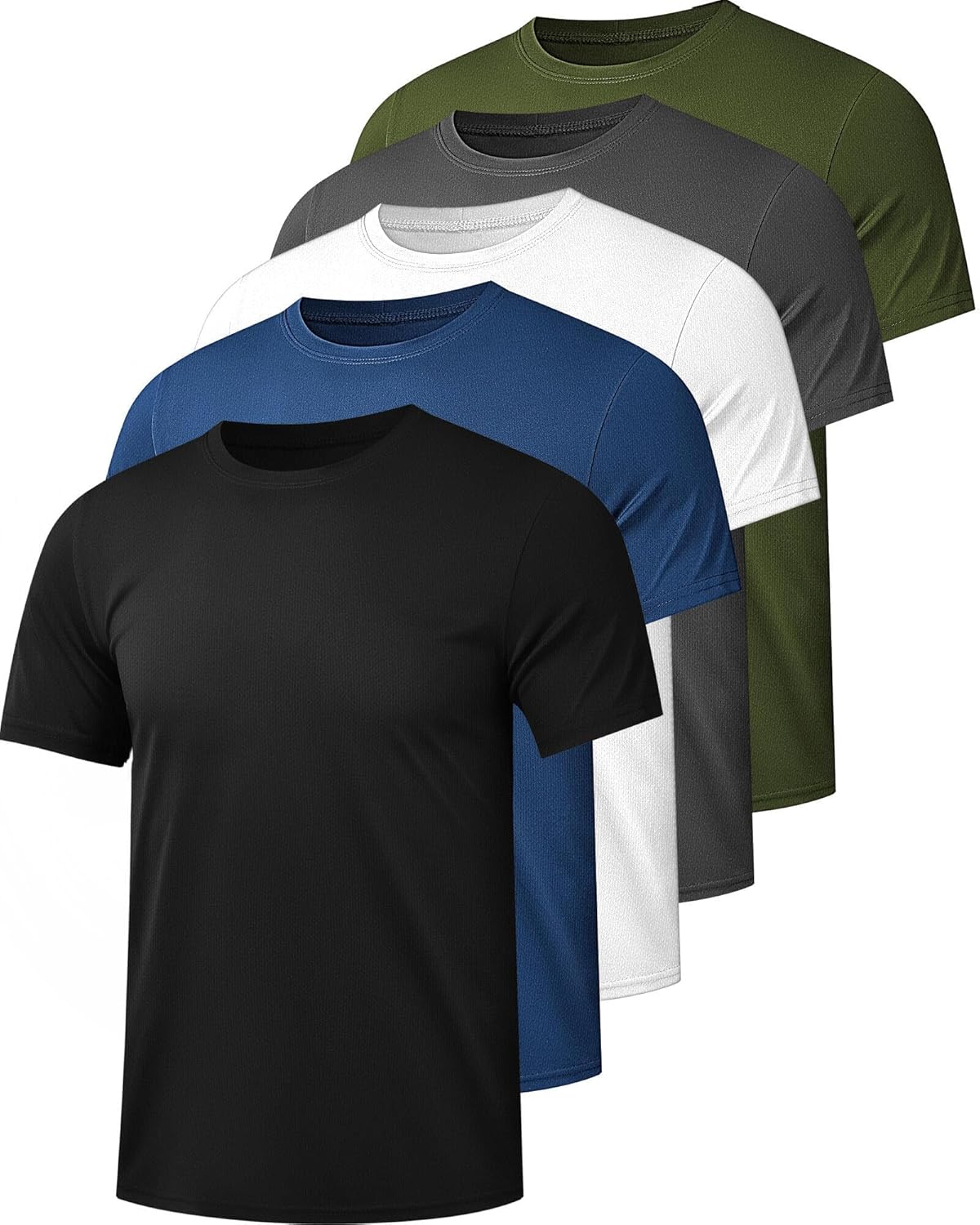 Kinglaman 1/5 Pack Mesh Workout Shirts for Men Dry Fit