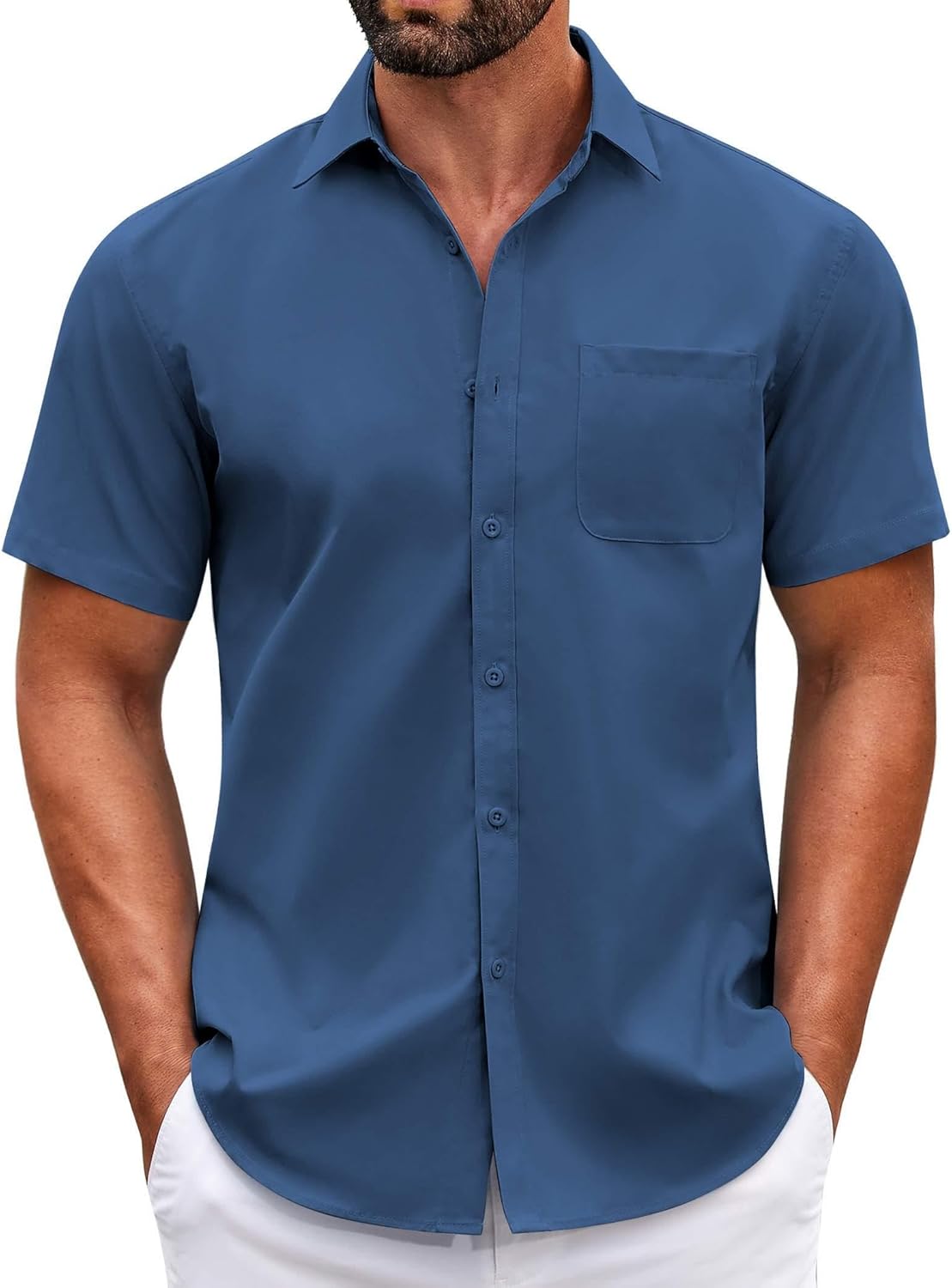 COOFANDY Mens Short Sleeve Casual Button Down Shirts Summer Untucked