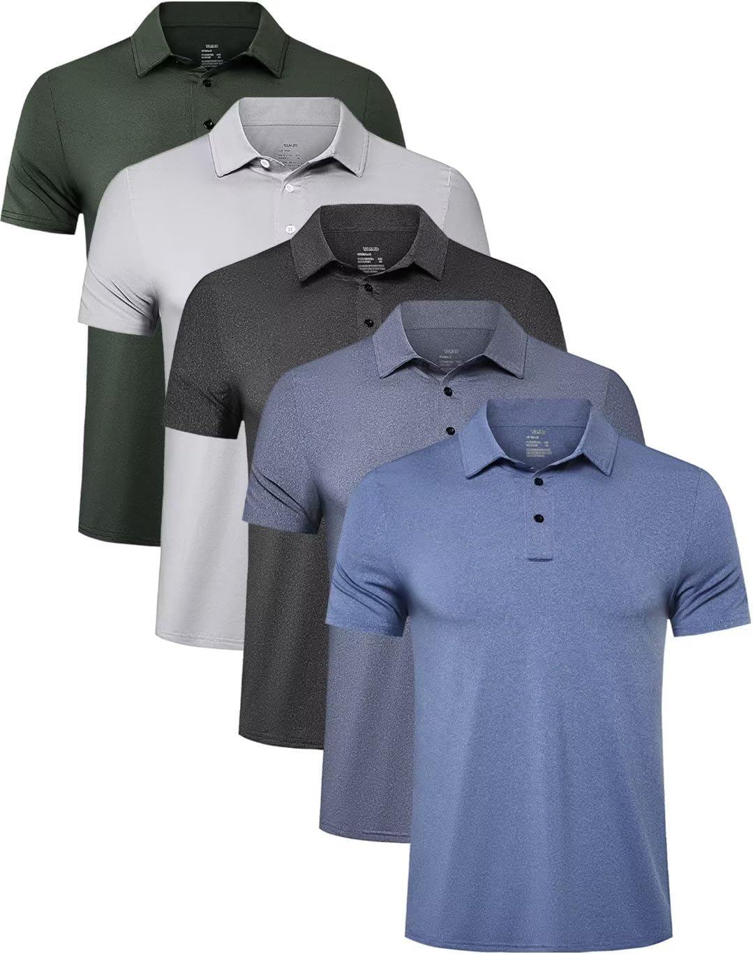 TELALEO 4/5 Pack Mens Polo Shirts Quick Dry Short Sleeve